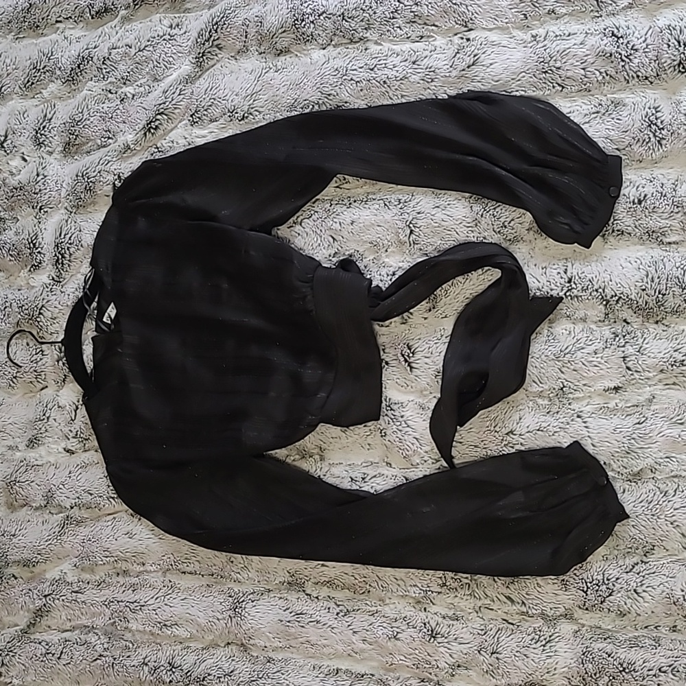 Ladies black blouse Small open back